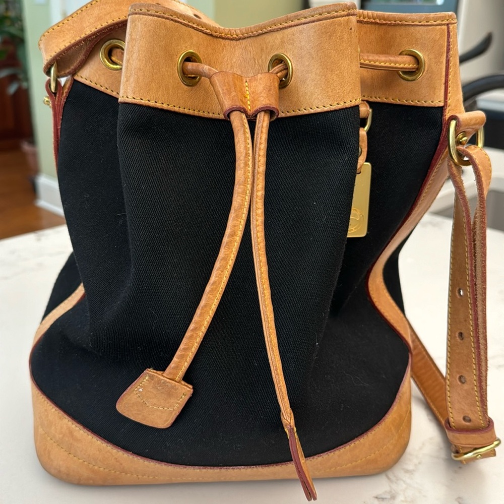 Dooney Bourke black canvas and leather handbag